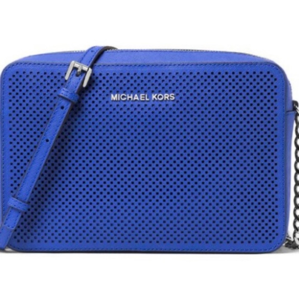 Michael Kors crossbody laser cut in electric blue.